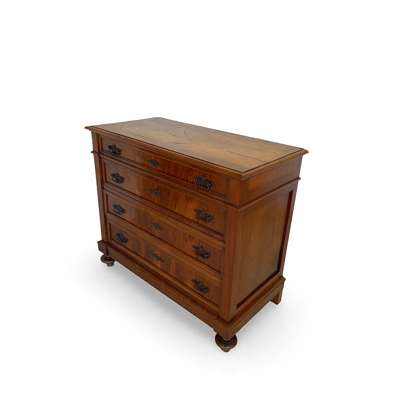 Italian Antique Walnut Chest of Drawers with Lion-Mask Bronze Handles 46