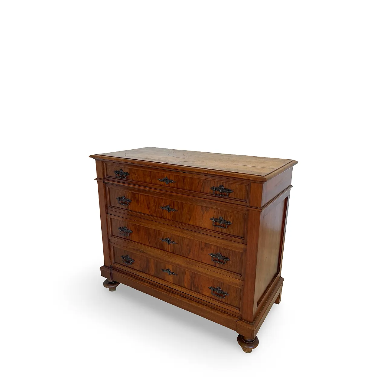 Italian Antique Walnut Chest of Drawers with Lion-Mask Bronze Handles 47