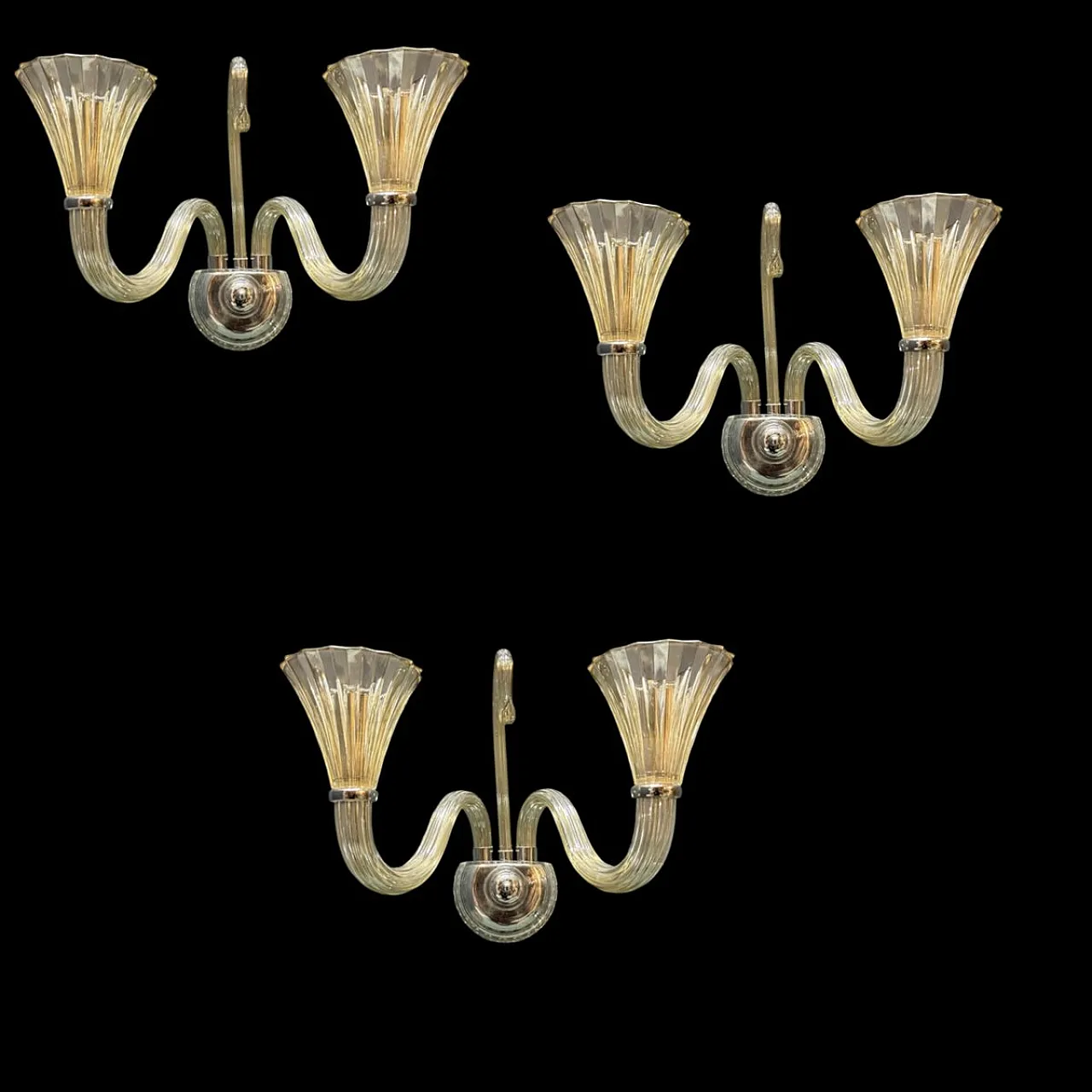 3 Murano glass wall lights by Barovier, 1950s 4