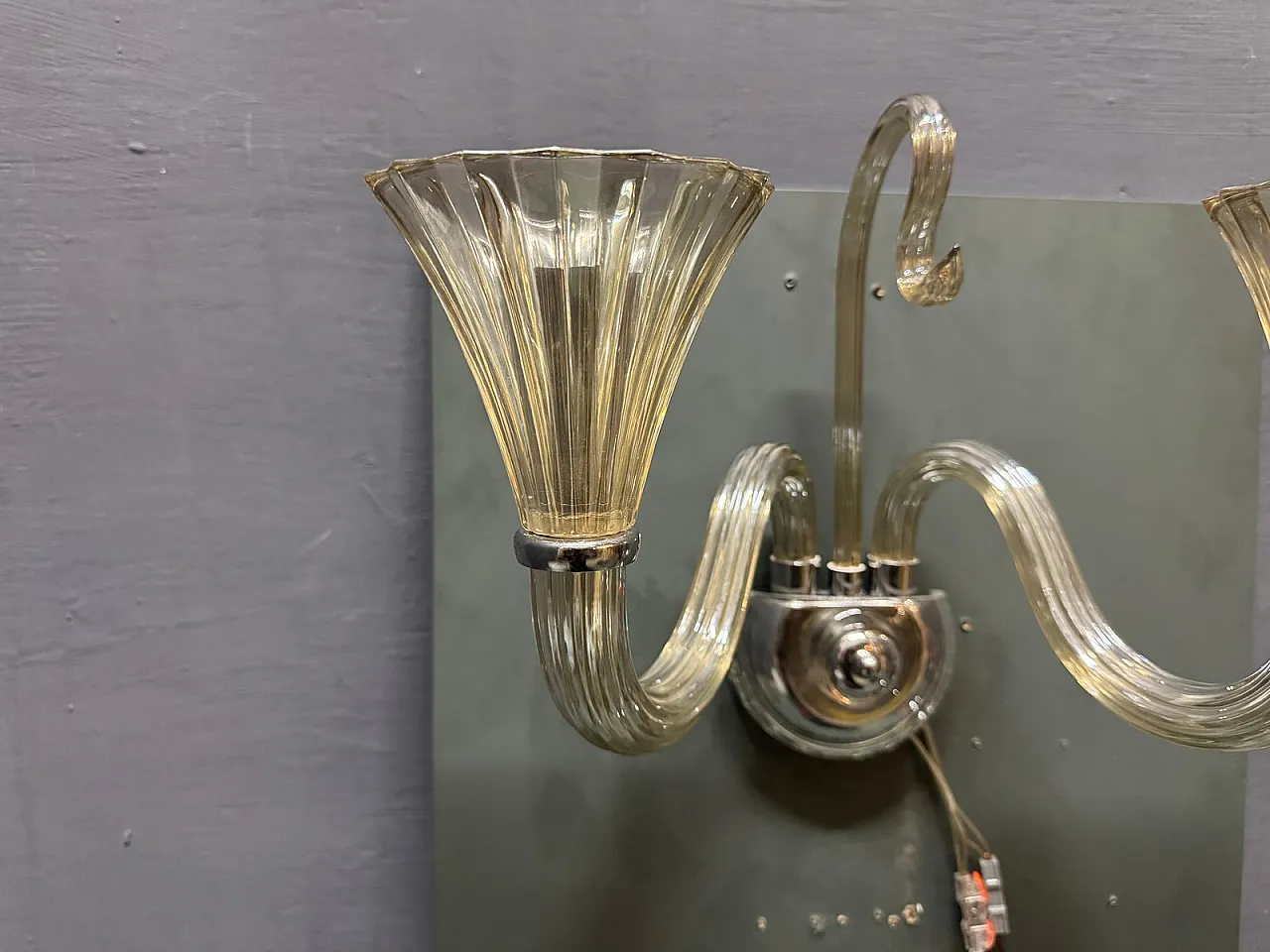 3 Murano glass wall lights by Barovier, 1950s 7