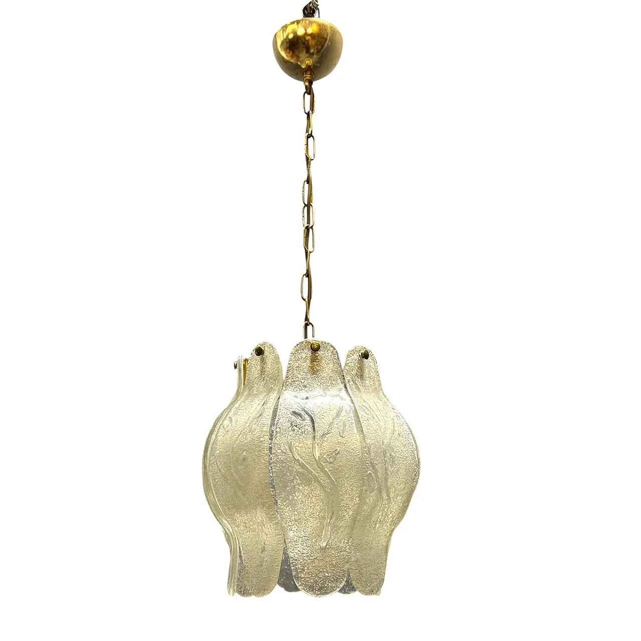 Murano glass pendant lamp with sculptural shade, Italy, 1970s 1