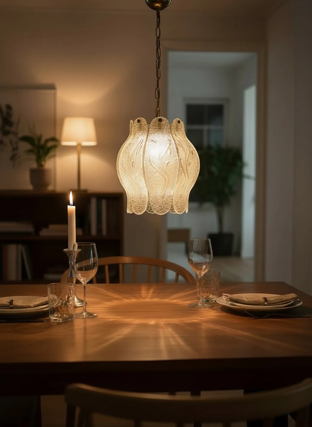 Murano glass pendant lamp with sculptural shade, Italy, 1970s 2