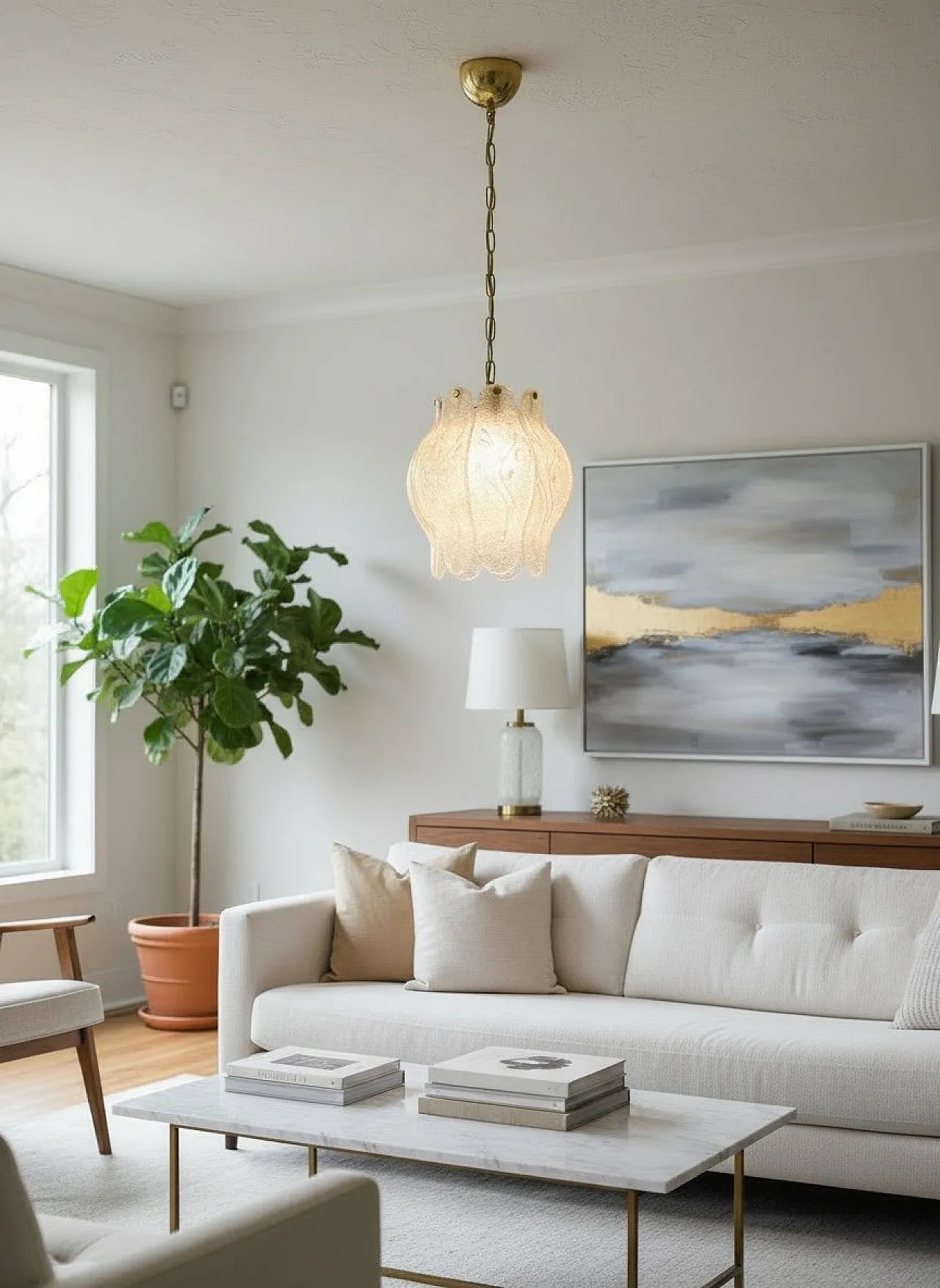 Murano glass pendant lamp with sculptural shade, Italy, 1970s 3