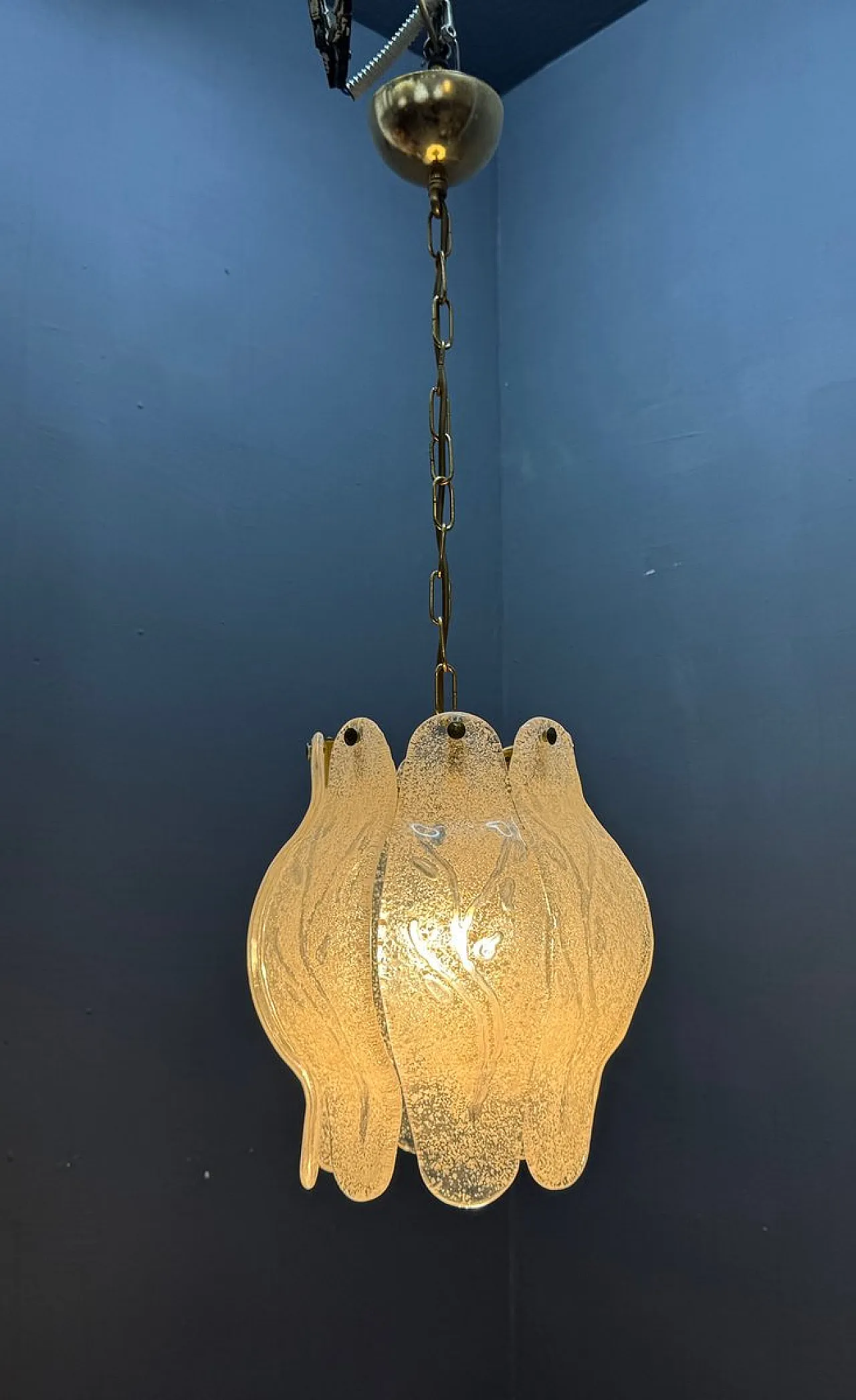 Murano glass pendant lamp with sculptural shade, Italy, 1970s 5