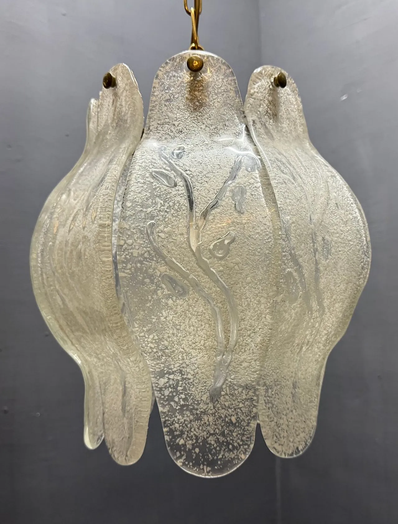 Murano glass pendant lamp with sculptural shade, Italy, 1970s 7