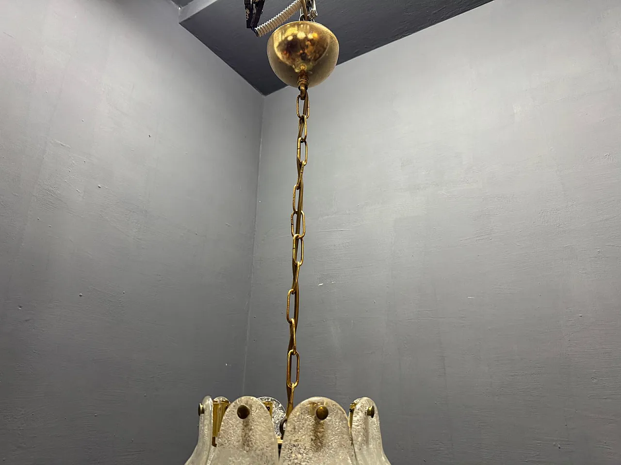Murano glass pendant lamp with sculptural shade, Italy, 1970s 8