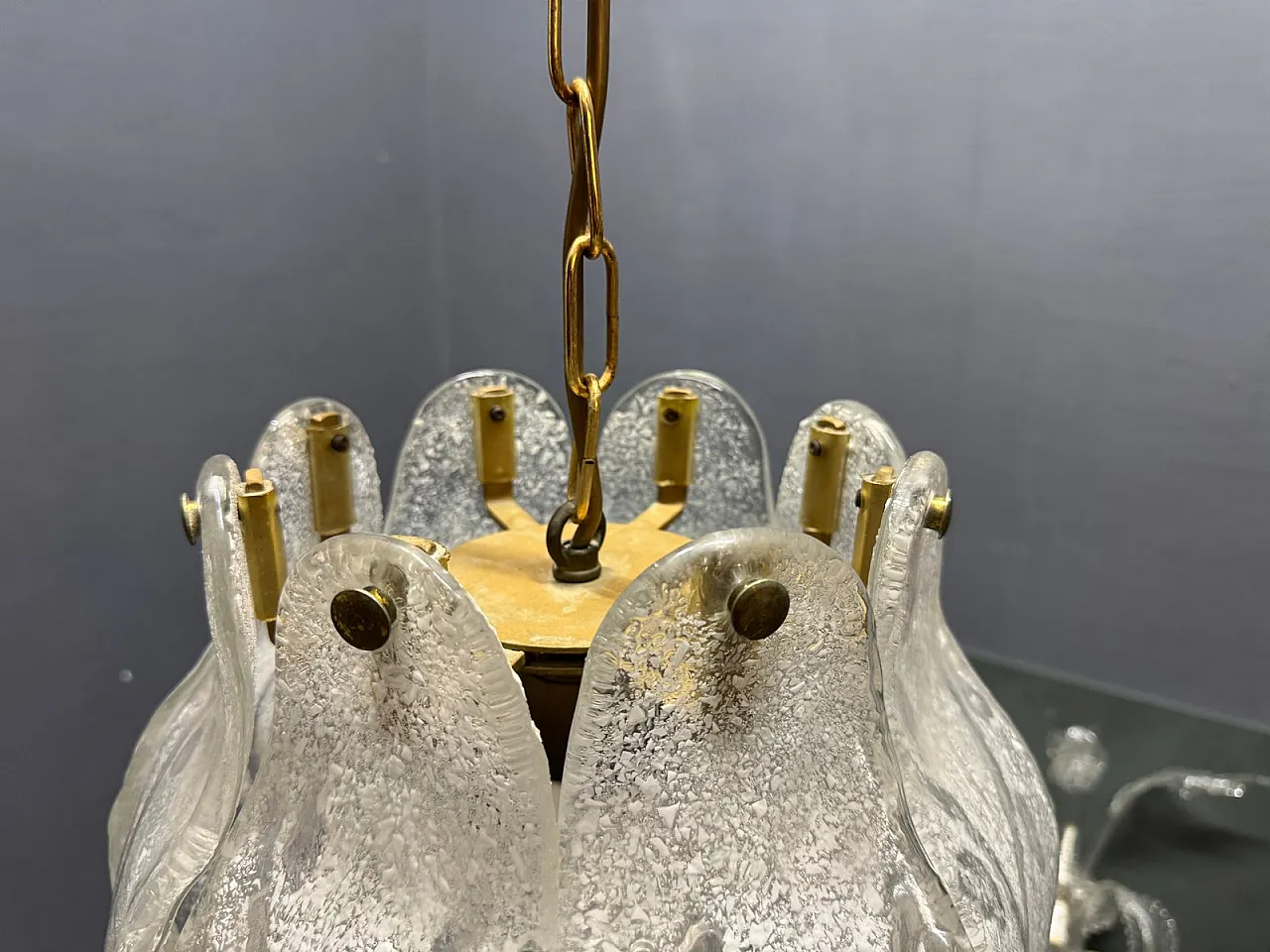 Murano glass pendant lamp with sculptural shade, Italy, 1970s 9