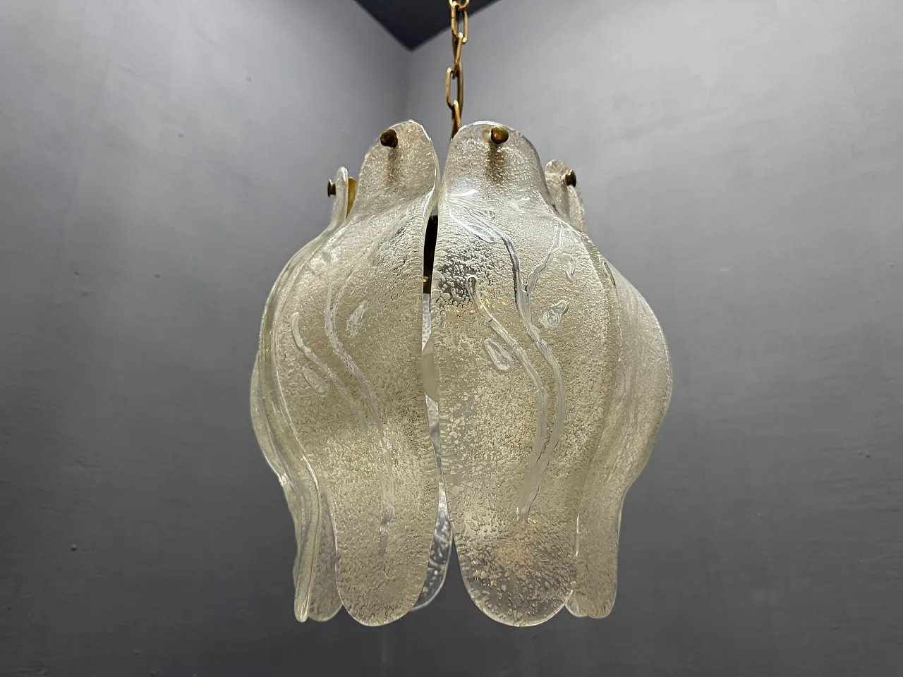 Murano glass pendant lamp with sculptural shade, Italy, 1970s 10