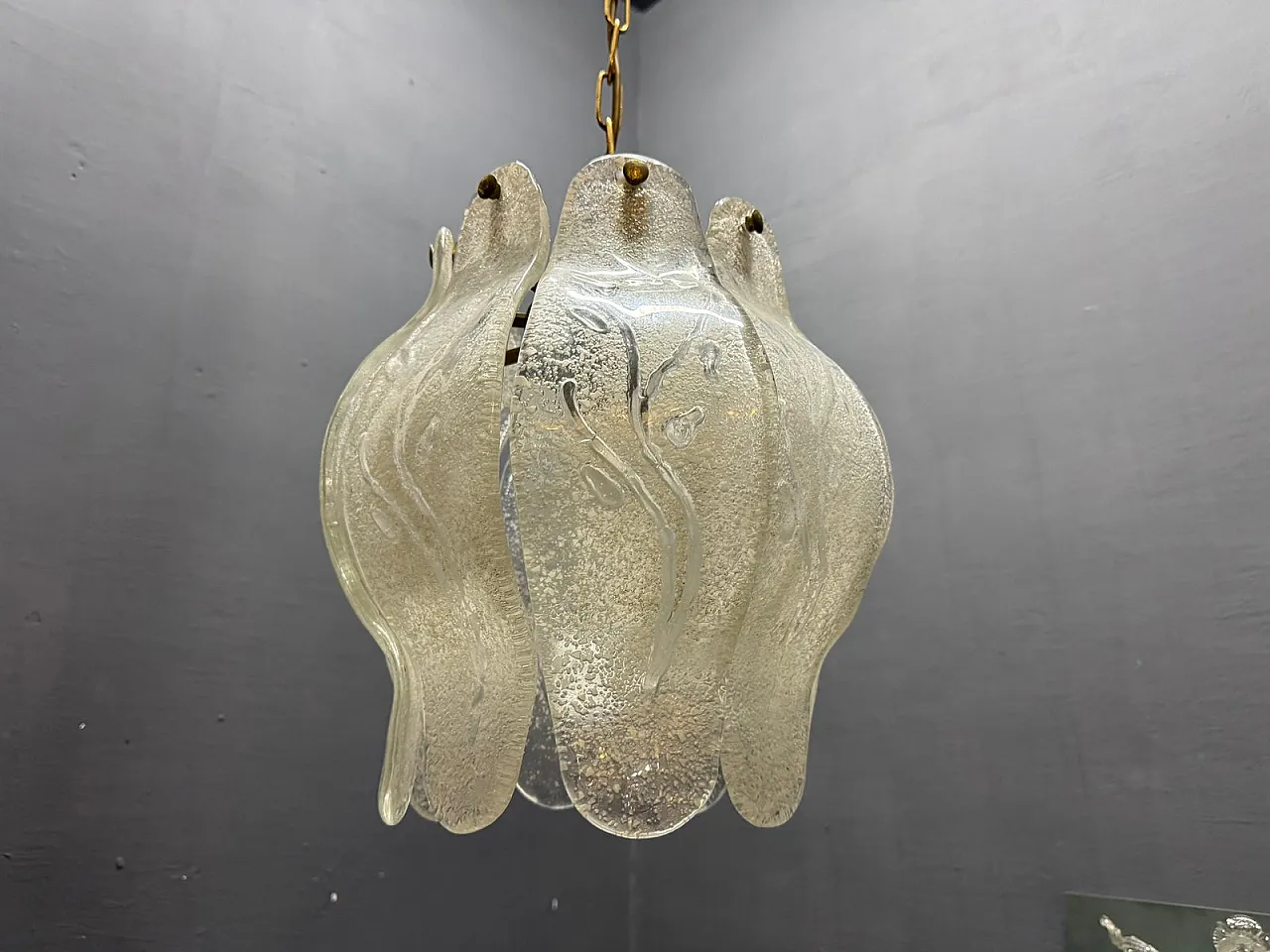 Murano glass pendant lamp with sculptural shade, Italy, 1970s 11