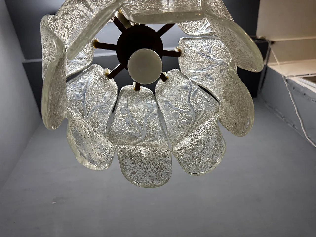Murano glass pendant lamp with sculptural shade, Italy, 1970s 12