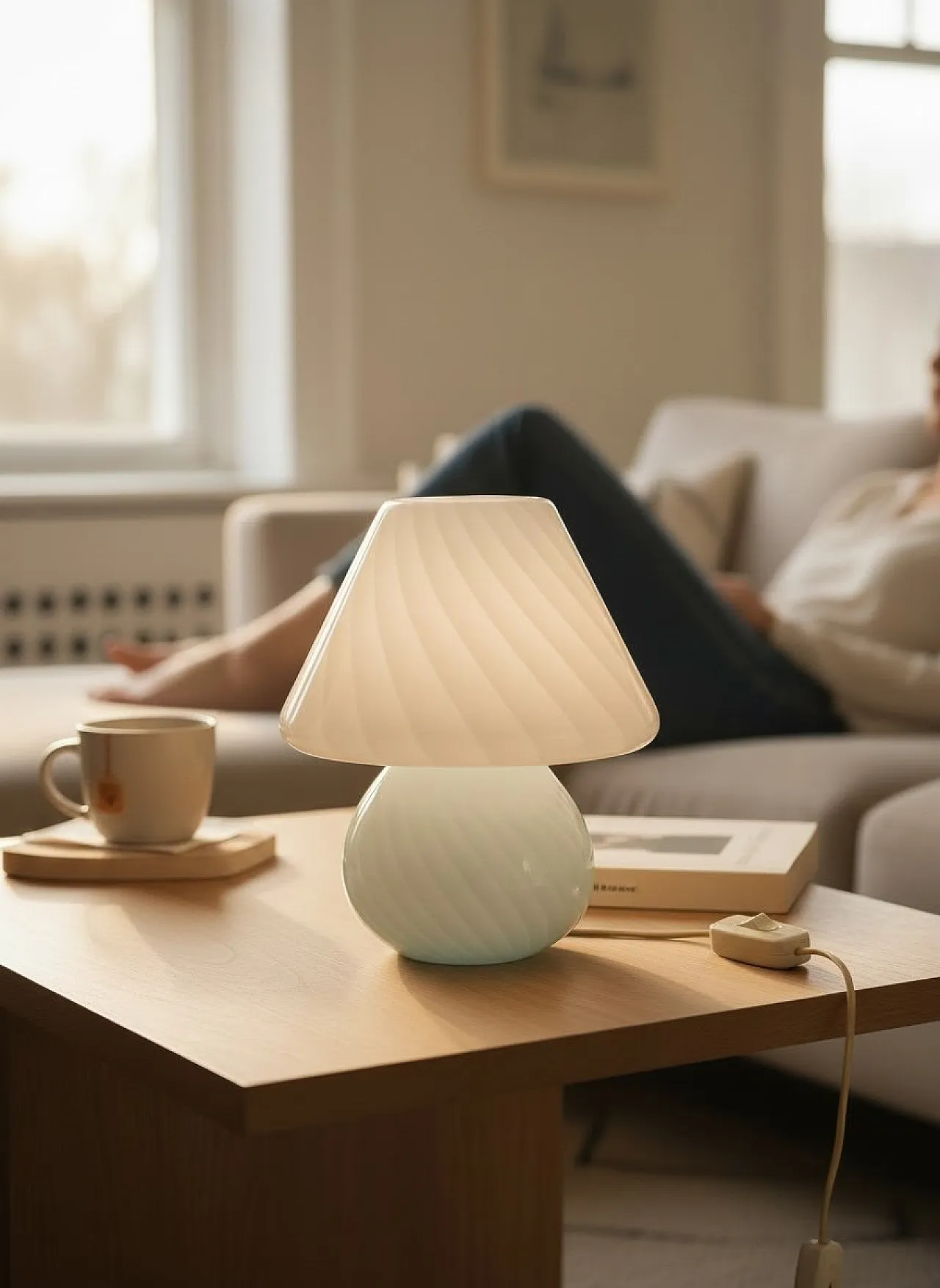 Mushroom-shaped Murano glass table lamp by Paolo Venini, 1970s 2