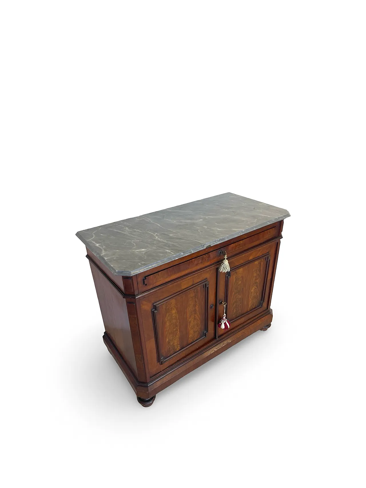 Umbertino chest of drawers in mahogany and walnut, 19th century. 2