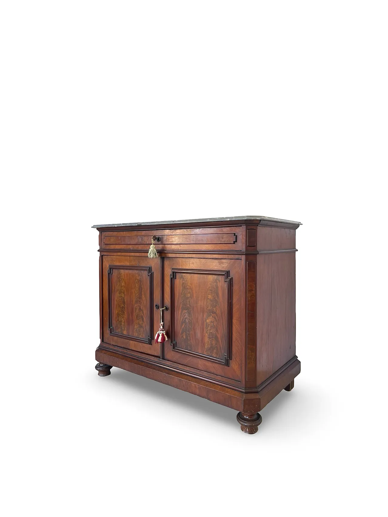 Umbertino chest of drawers in mahogany and walnut, 19th century. 11