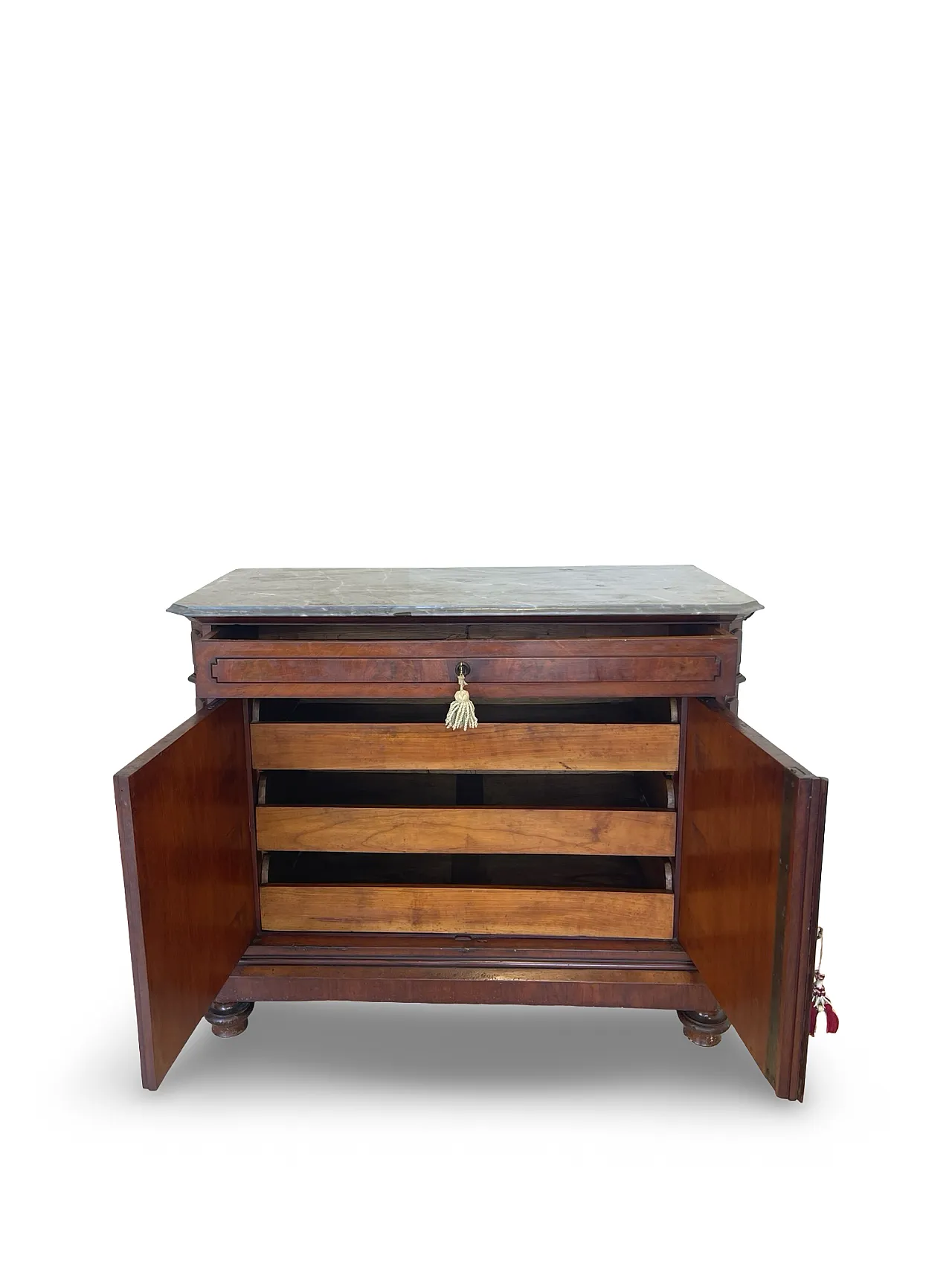 Umbertino chest of drawers in mahogany and walnut, 19th century. 15