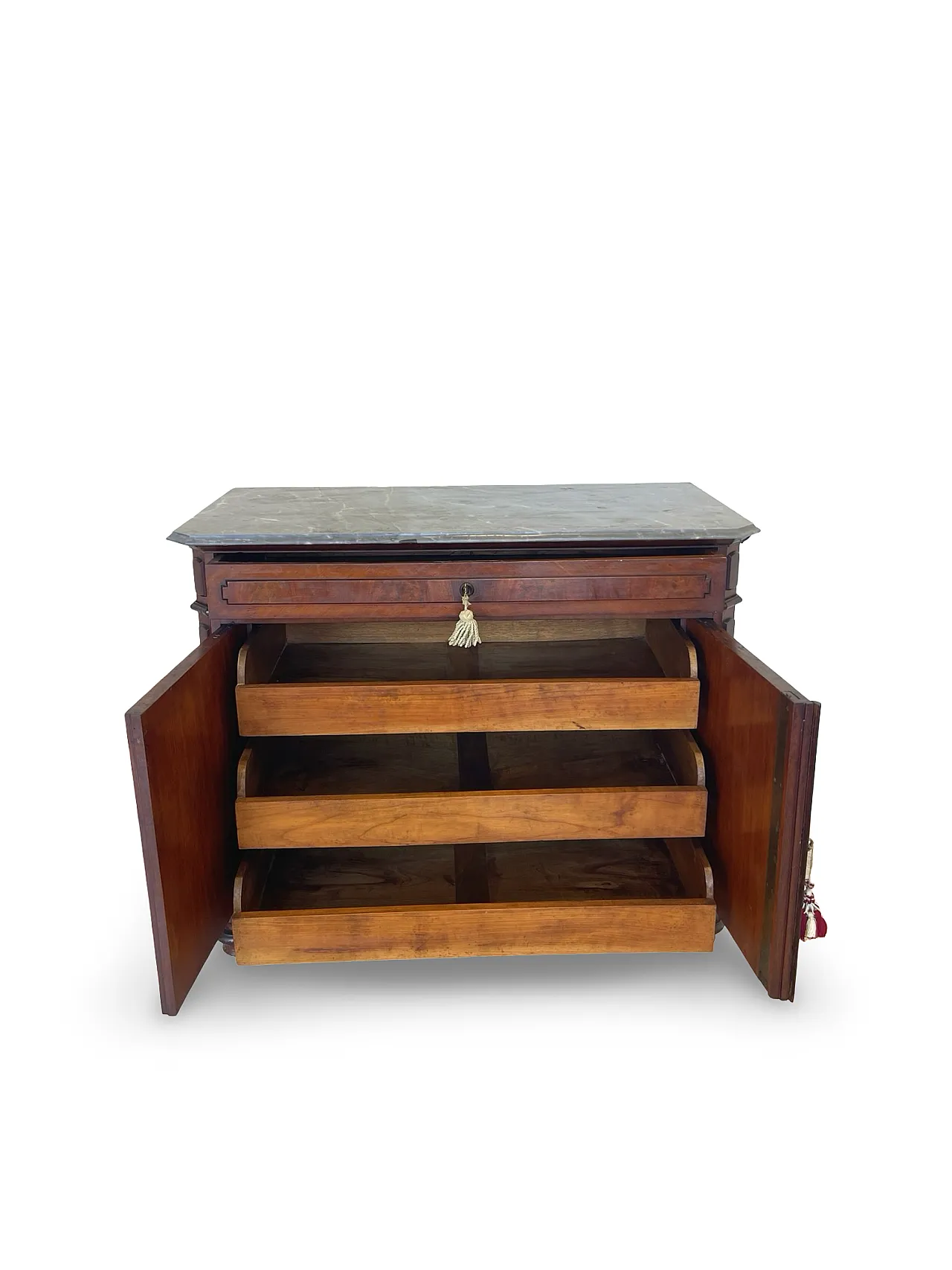 Umbertino chest of drawers in mahogany and walnut, 19th century. 16