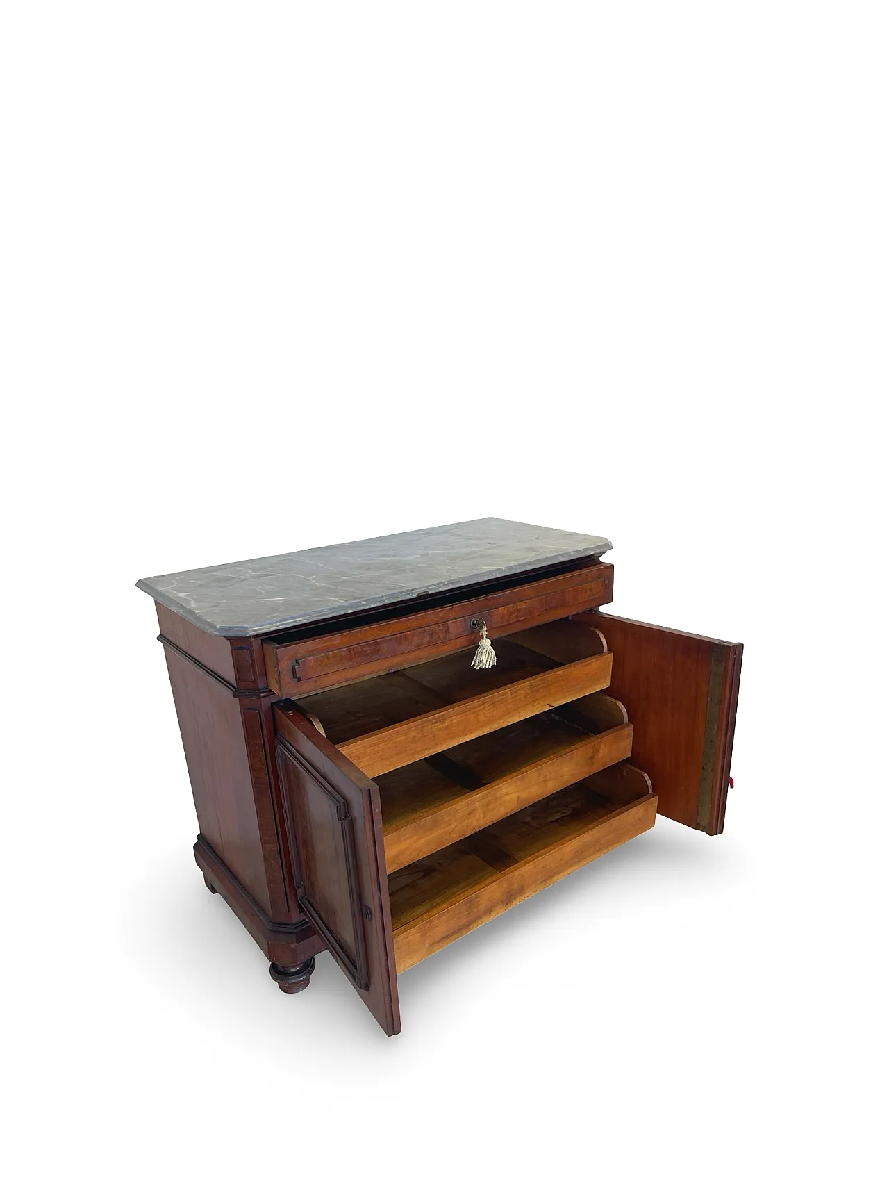Umbertino chest of drawers in mahogany and walnut, 19th century. 17