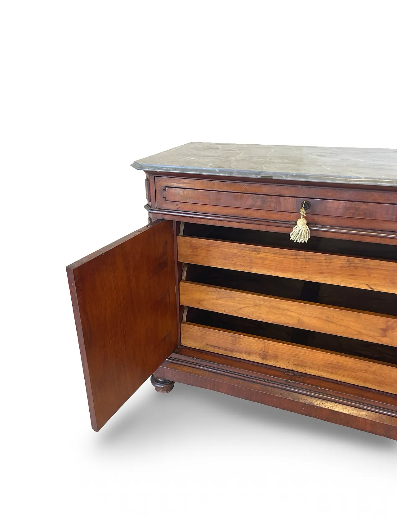 Umbertino chest of drawers in mahogany and walnut, 19th century. 22