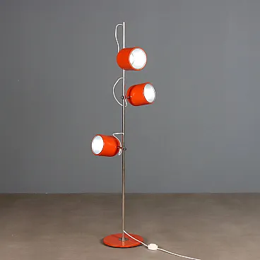 Lampada in metallo smaltato arancione, anni '60