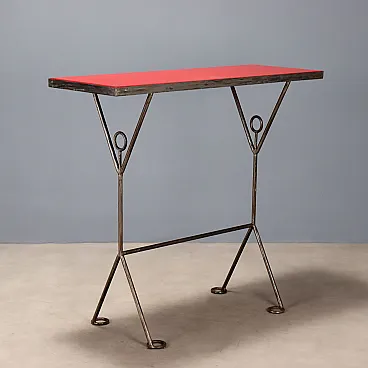 Console table with red lacquered wood top, 1990s