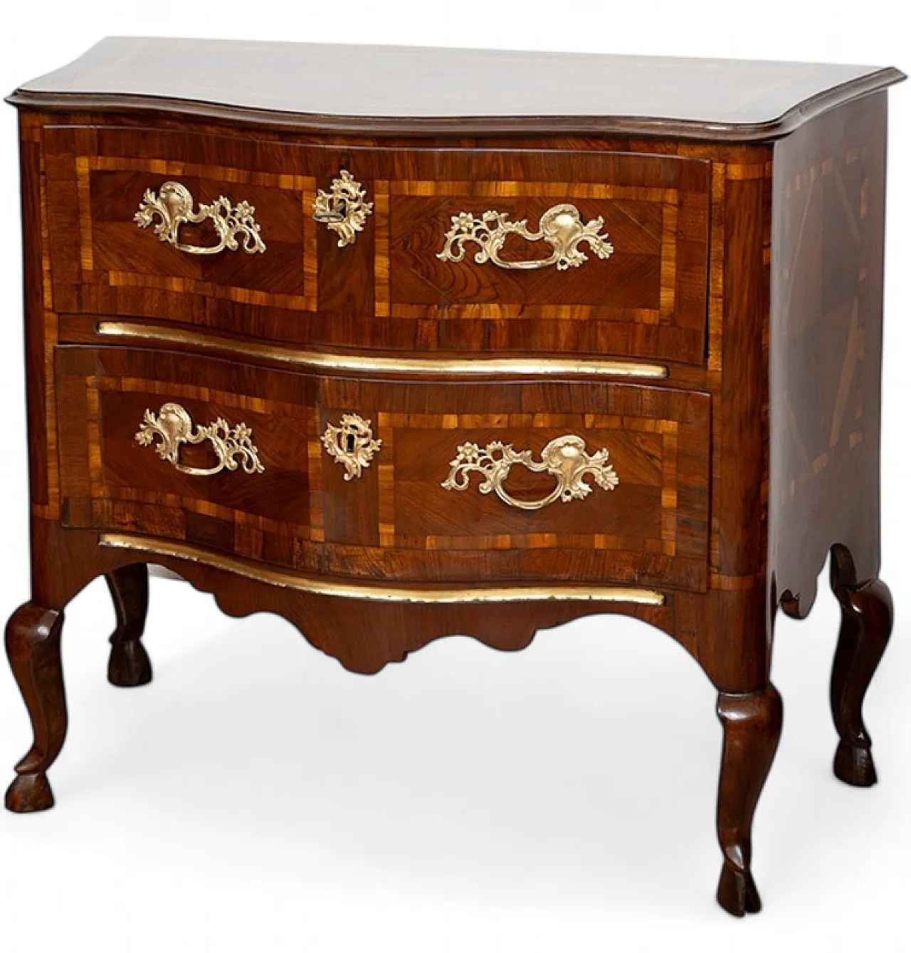Louis XIV Sicilian chest of drawers in walnut burl, 18th century 10