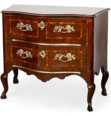 Louis XIV Sicilian chest of drawers in walnut burl, 18th century