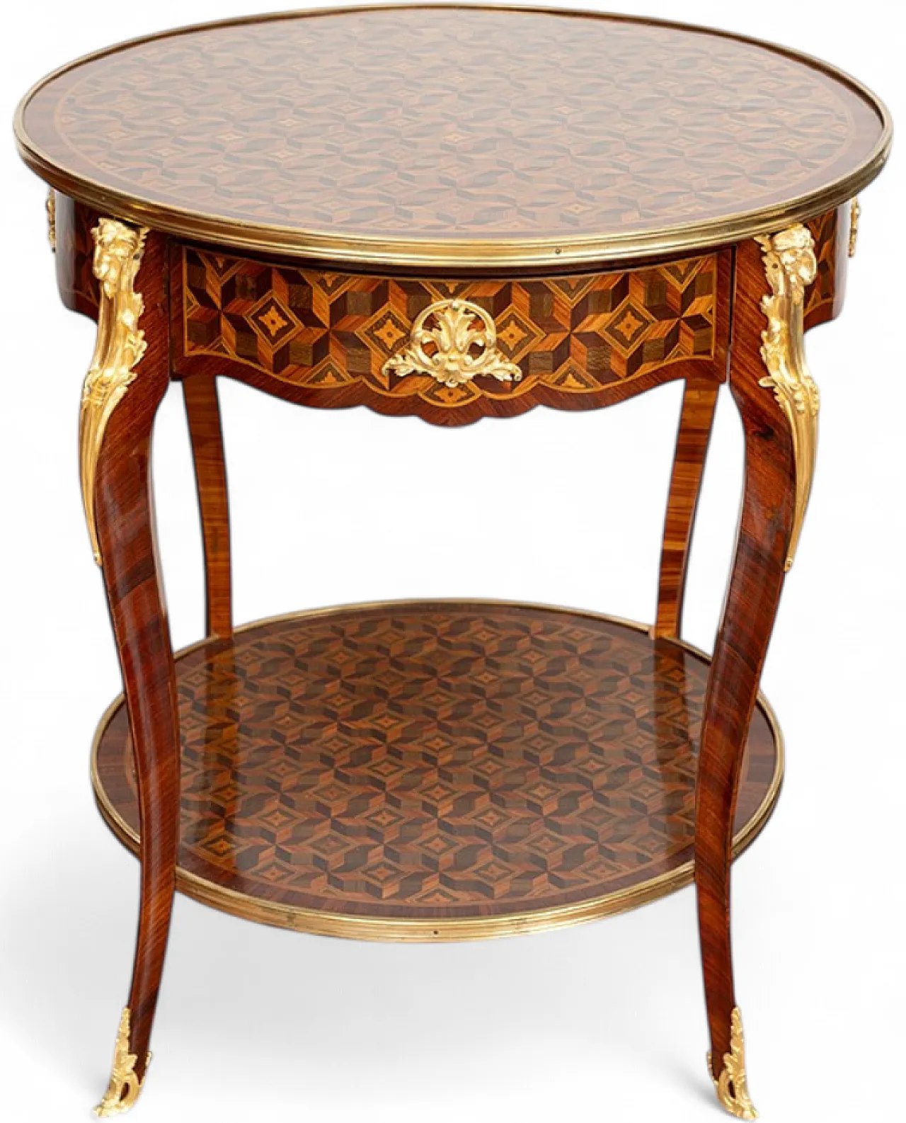 Napoleon III coffee table in fine exotic woods, 19th century 8