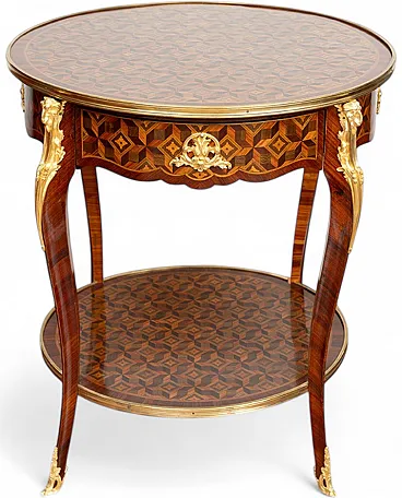 Napoleon III coffee table in fine exotic woods, 19th century