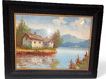 Black painting with hand painting, 50s