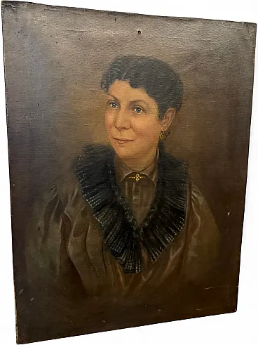 Oil painting on canvas woman's face, Italian school, 19th century