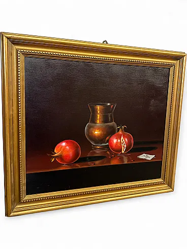Oil painting on canvas, modern and contemporary art with pomegranates, 70x60