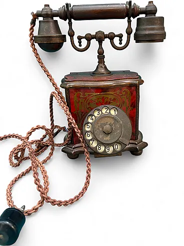 French telephone painted and inlaid in brass, 1960s