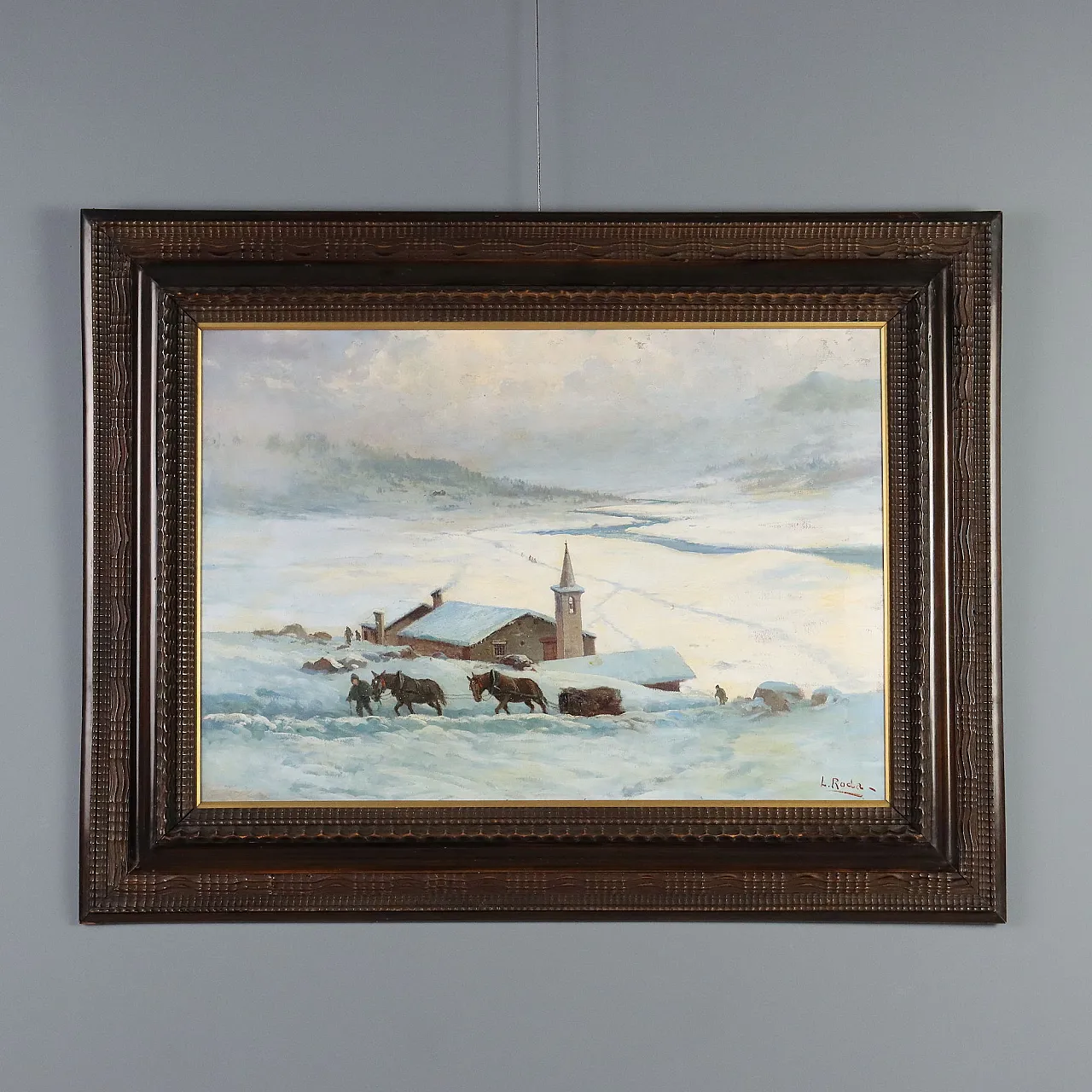 Painting by Leonardo Roda, oil on canvas, 20th century 1