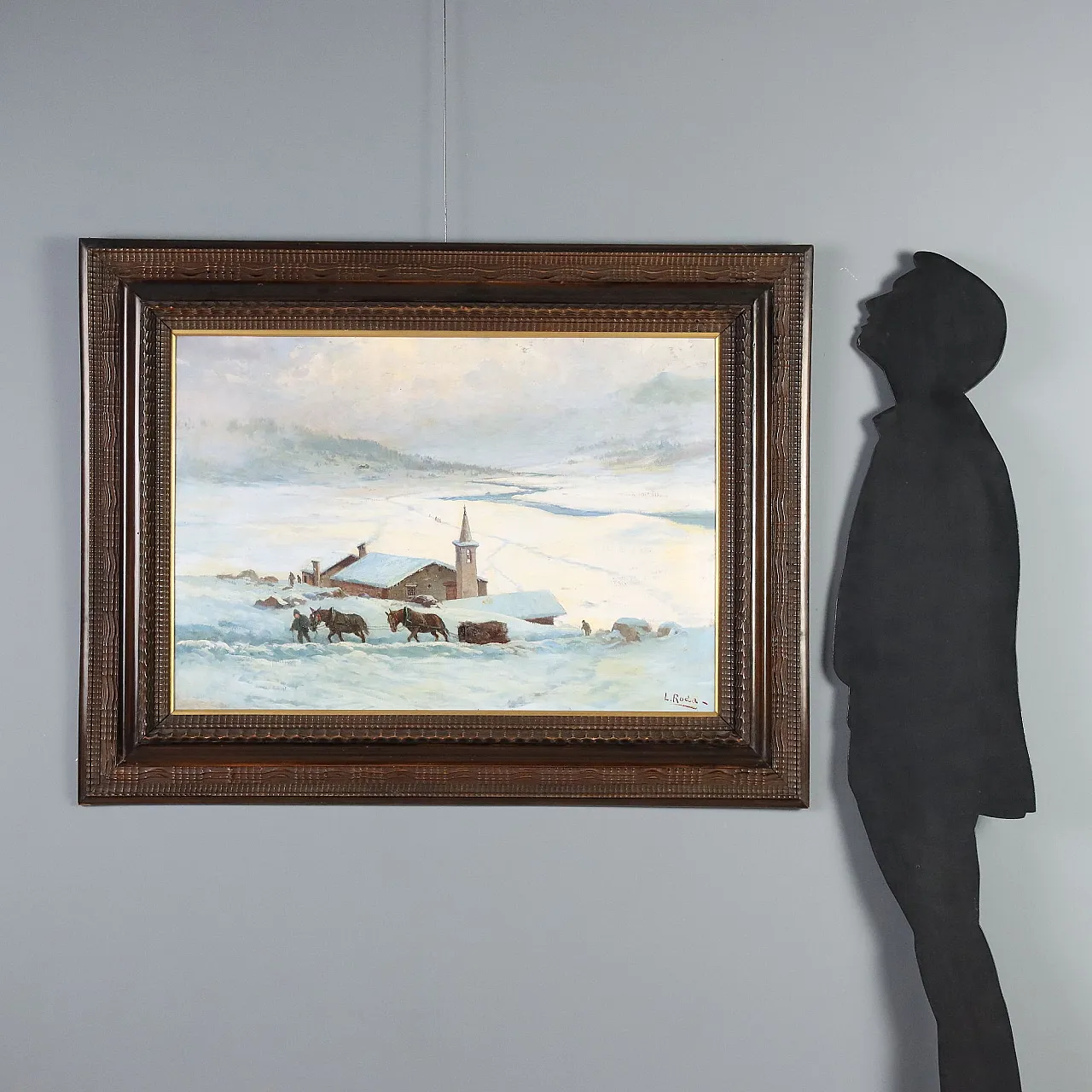 Painting by Leonardo Roda, oil on canvas, 20th century 2