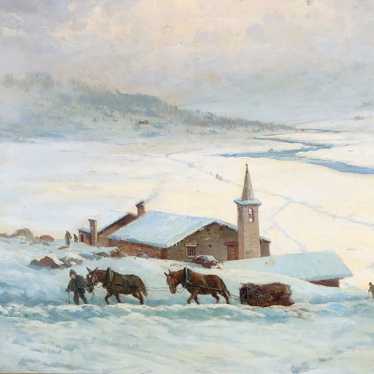 Painting by Leonardo Roda, oil on canvas, 20th century 3