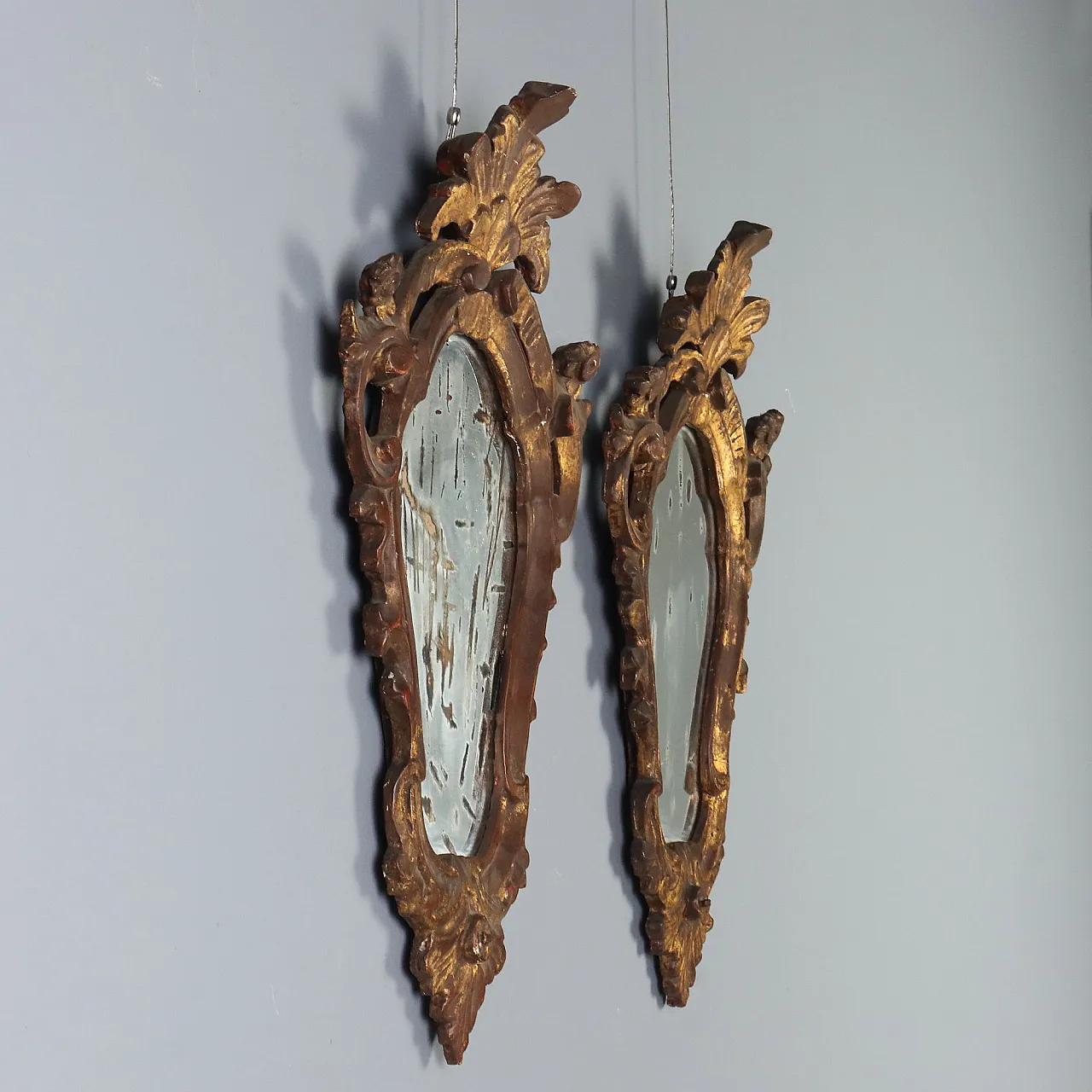 Coppia di ventoline in legno dorato, primo '900 3