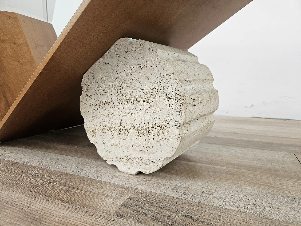 Valentino coffee table by Cattelan Italia in glass, wood, and travertine 5