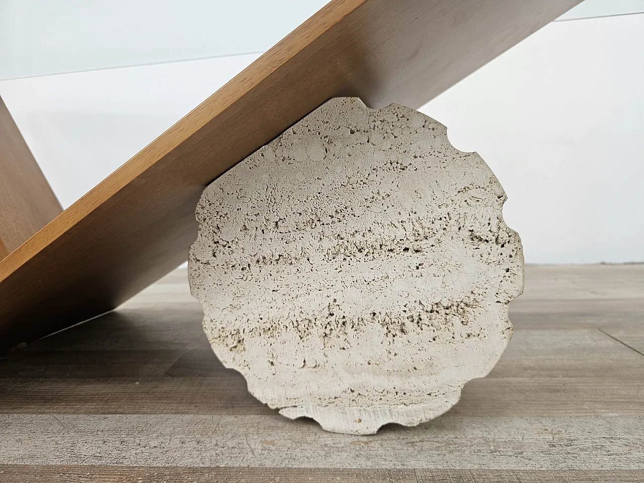 Valentino coffee table by Cattelan Italia in glass, wood, and travertine 6