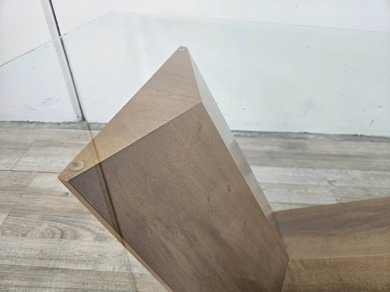 Valentino coffee table by Cattelan Italia in glass, wood, and travertine 9