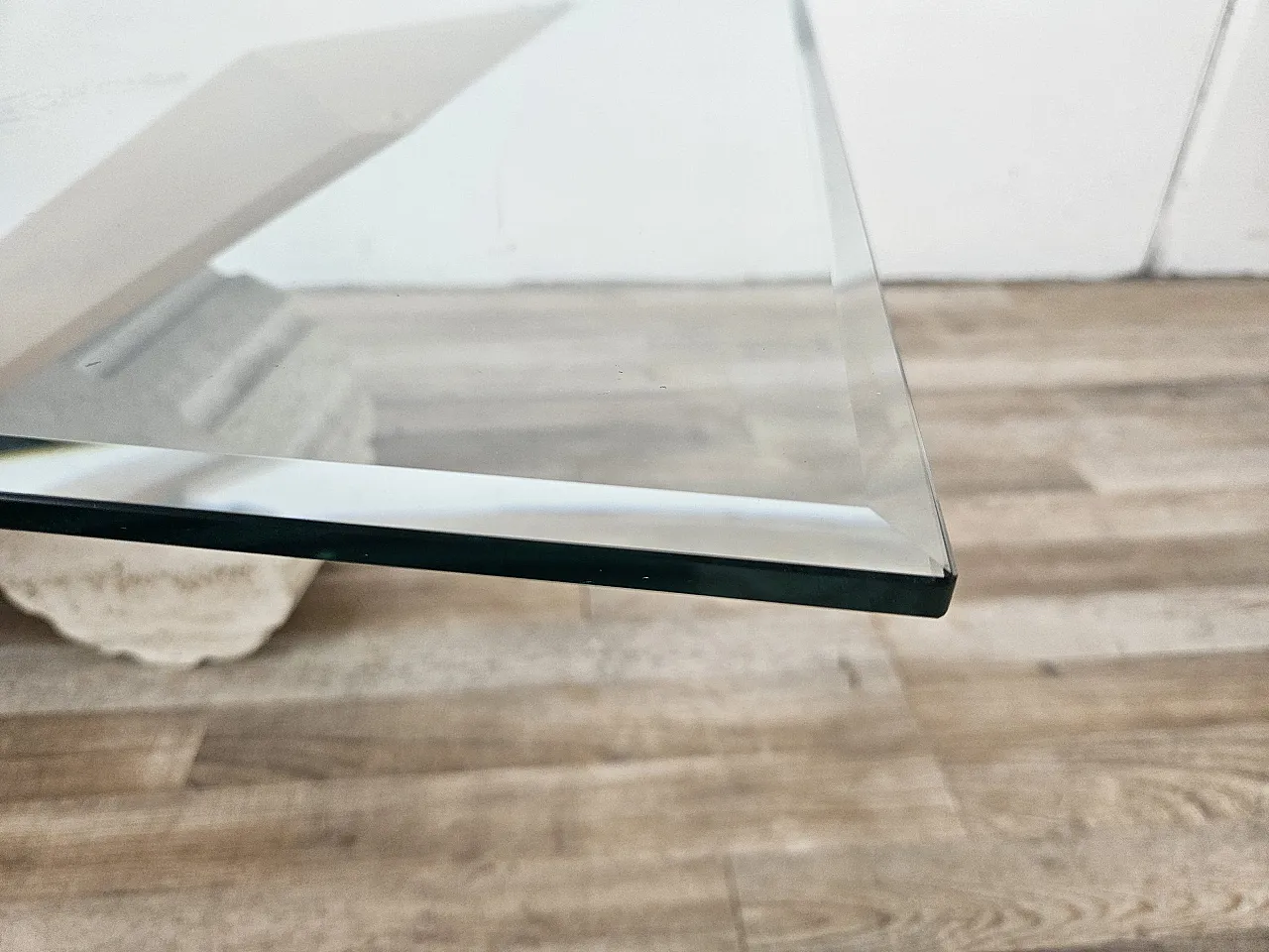 Valentino coffee table by Cattelan Italia in glass, wood, and travertine 11