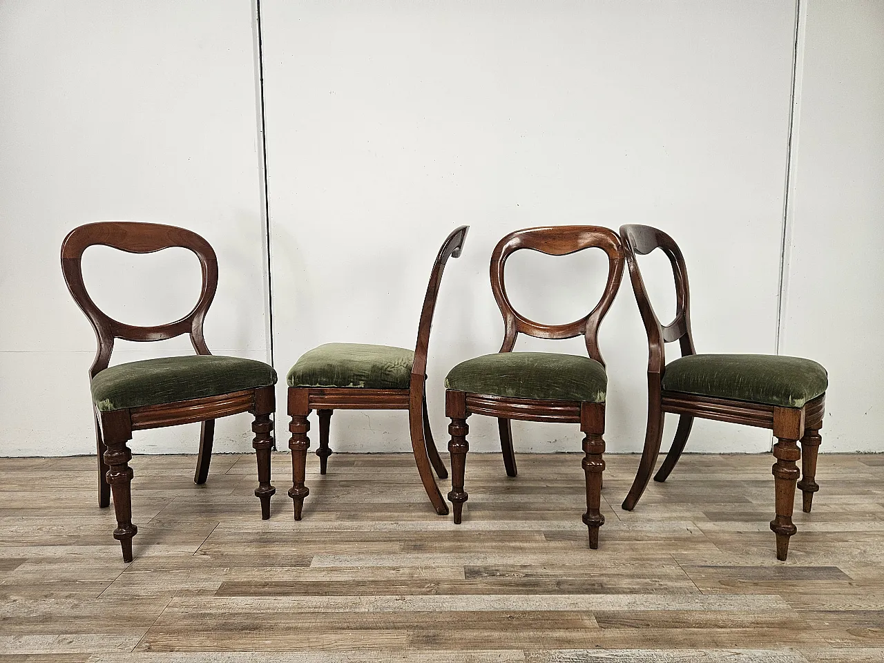 Four solid wood chairs with fabric seats, late 19th century 3