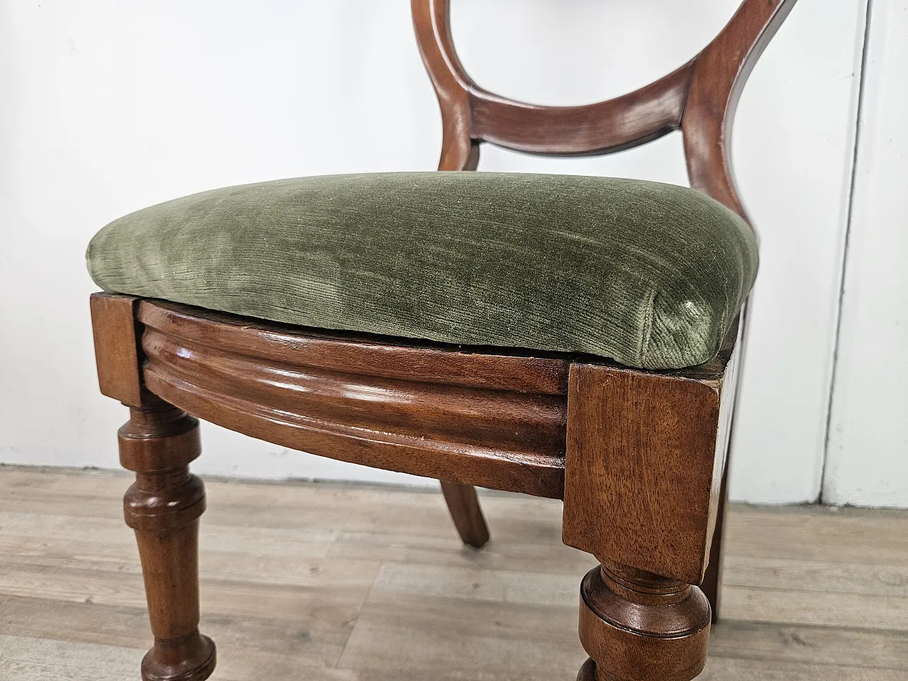 Four solid wood chairs with fabric seats, late 19th century 11