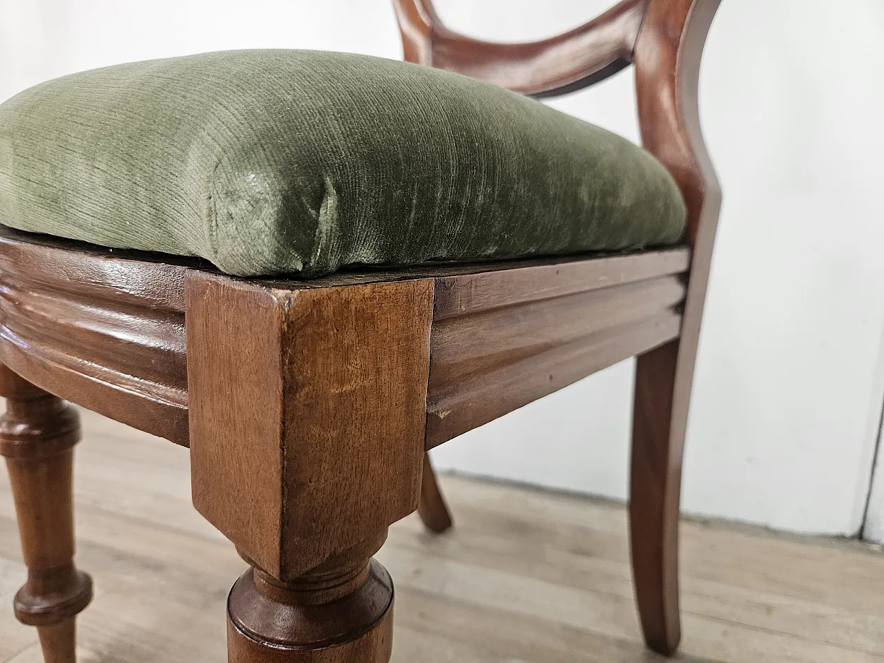 Four solid wood chairs with fabric seats, late 19th century 12