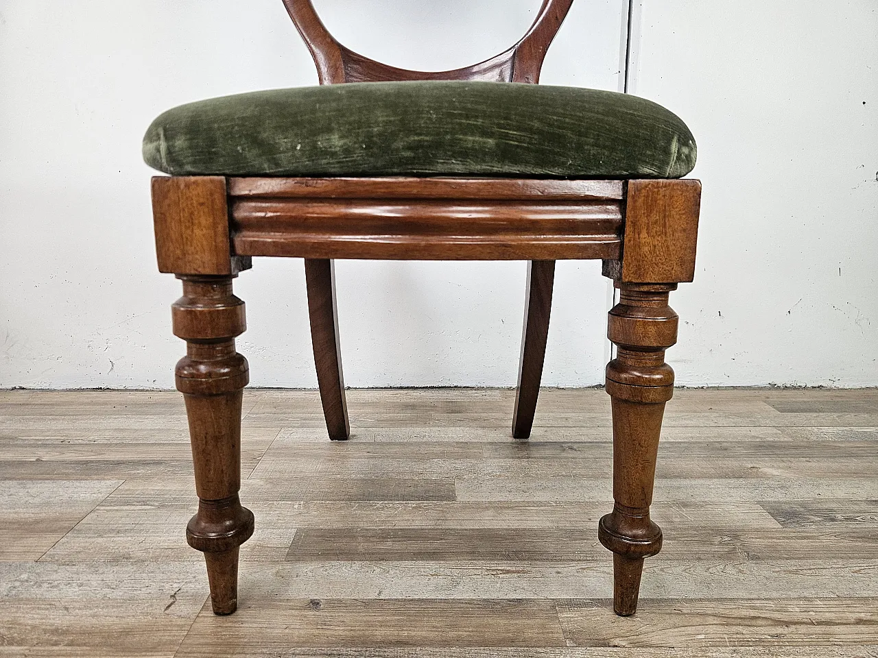Four solid wood chairs with fabric seats, late 19th century 13