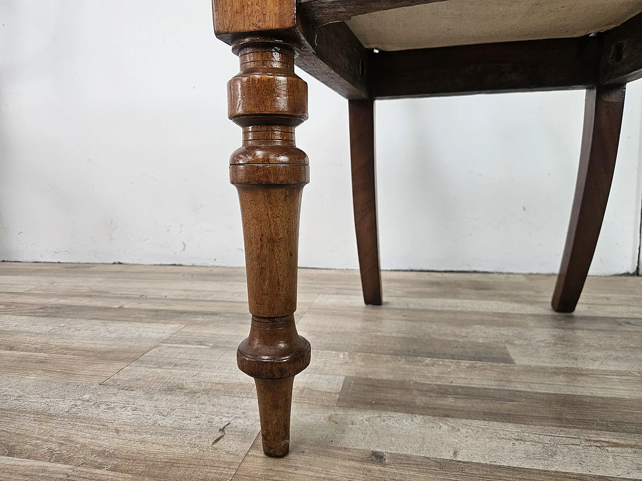 Four solid wood chairs with fabric seats, late 19th century 14
