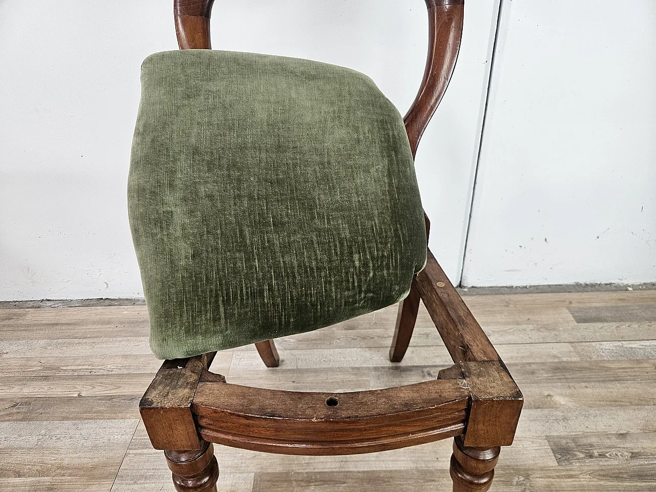 Four solid wood chairs with fabric seats, late 19th century 15
