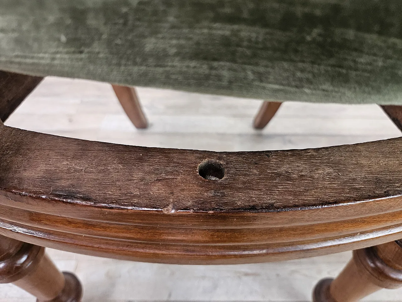 Four solid wood chairs with fabric seats, late 19th century 17
