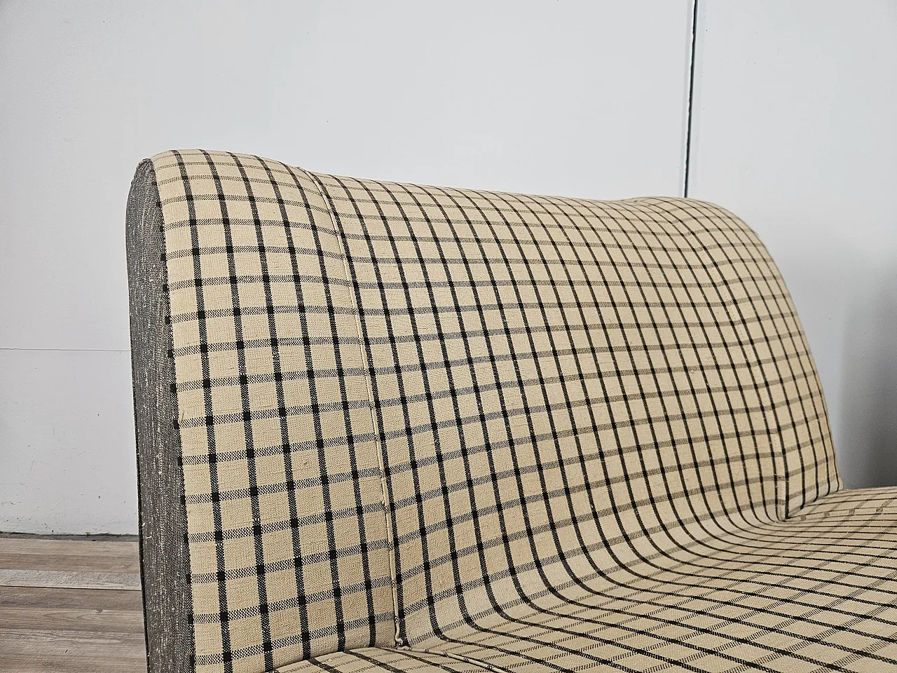 Set of 3 modular sofa in checked fabric, 1970s 4
