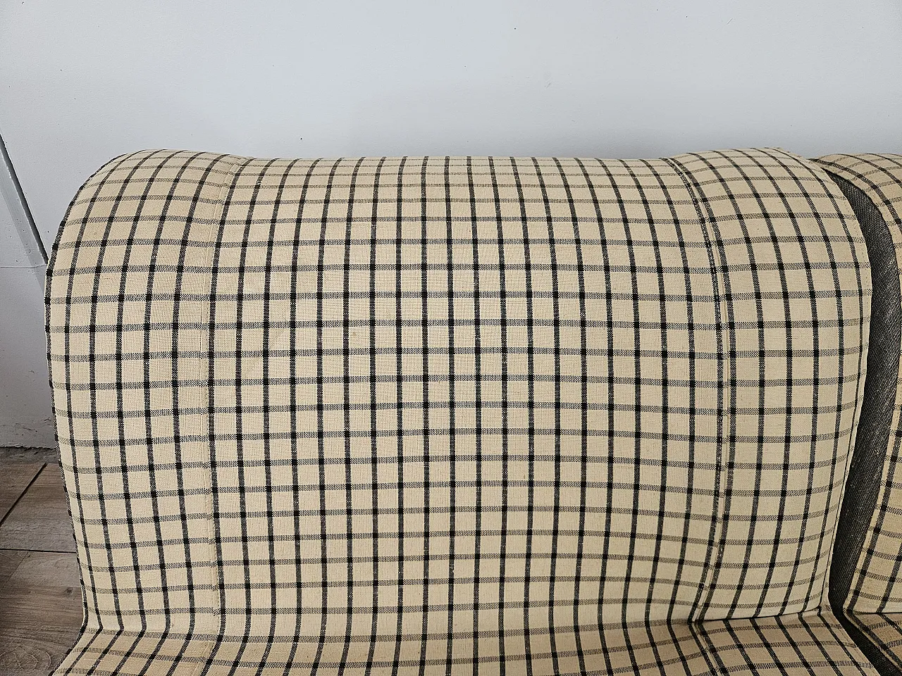 Set of 3 modular sofa in checked fabric, 1970s 5