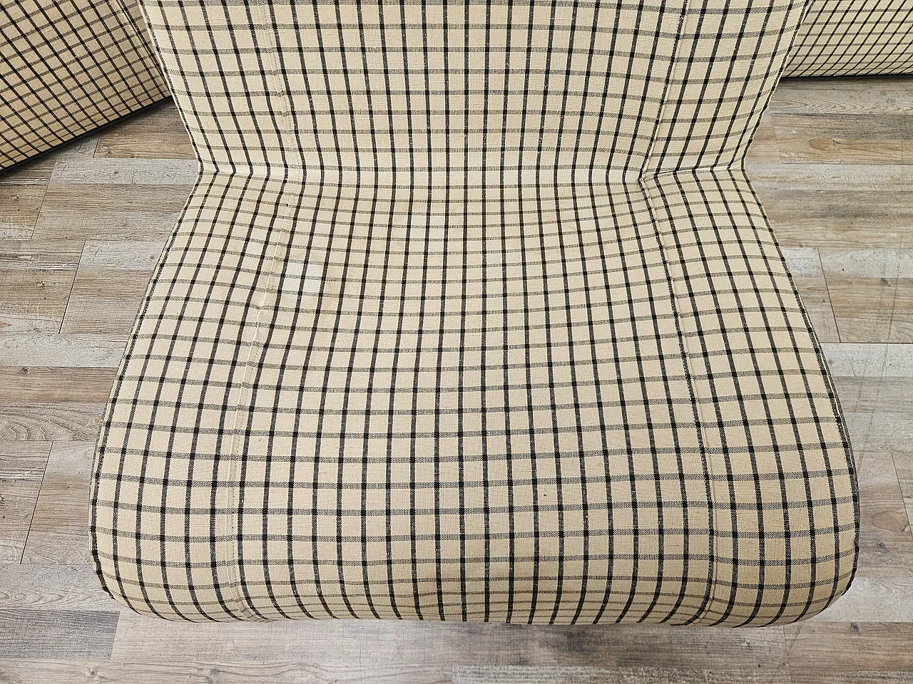 Set of 3 modular sofa in checked fabric, 1970s 8