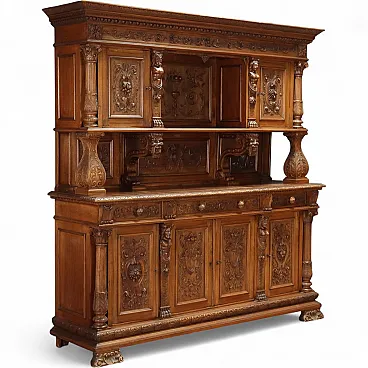 Credenza Neobarocca in noce, '800